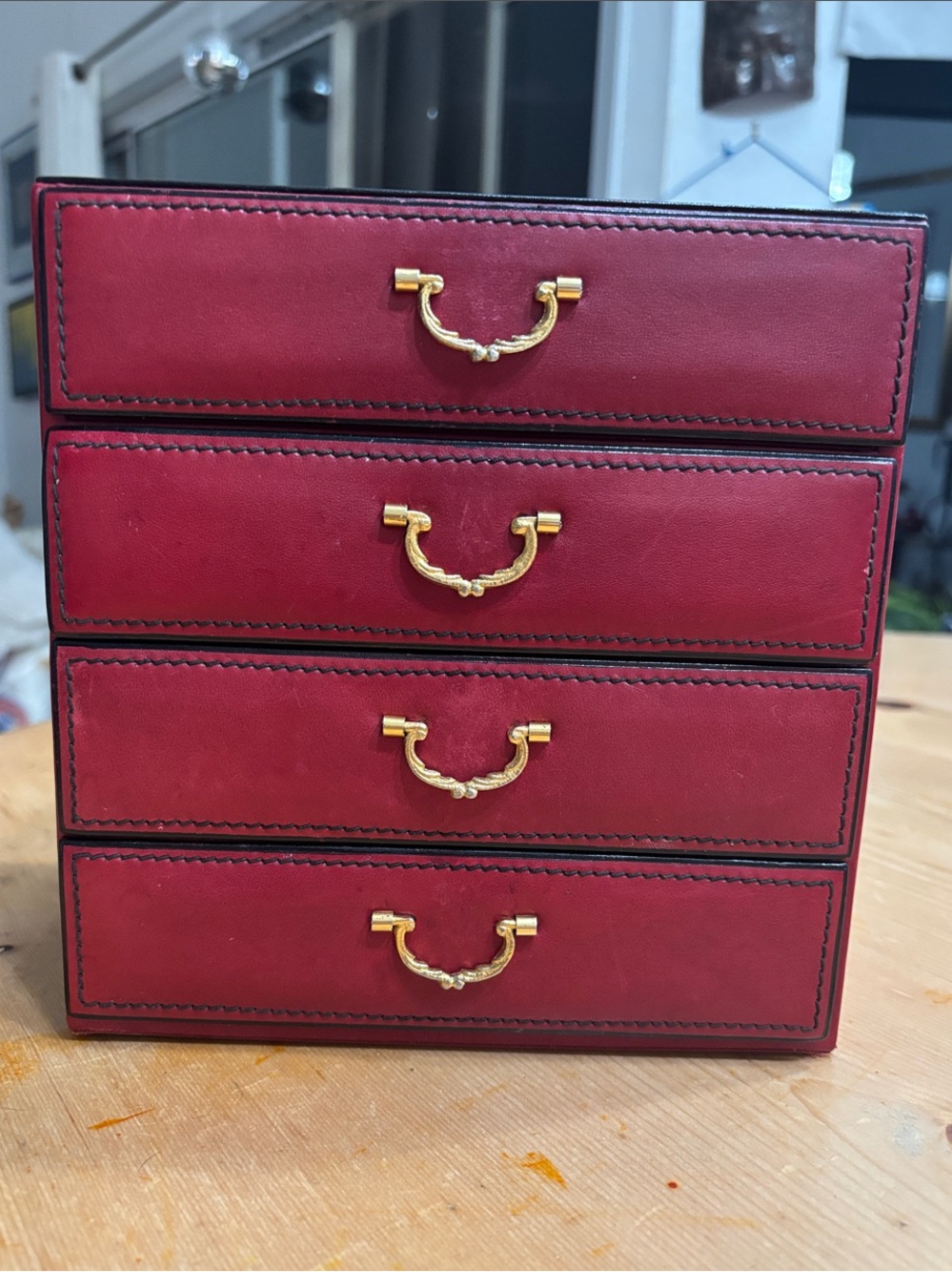 Vintage 1960s Liberty of London Italian Leather Jewelry Box Chest
